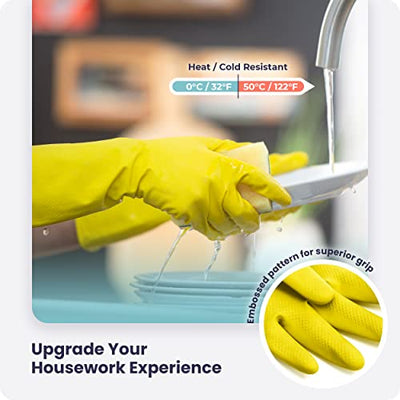 FMP Brands 3/6/12/60 Pairs Cleaning Gloves, Waterproof Rubber Gloves for Washing Dishes, Non-Slip Latex Dishwashing Gloves