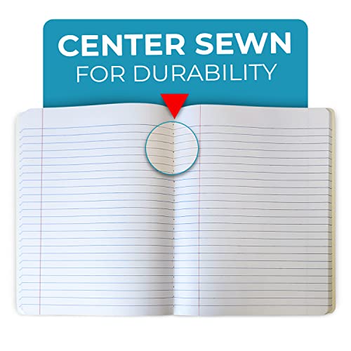 Composition Notebook Wide Ruled 5 Pack, 200 Pages (100 Sheets), 9-3/4 x 7-1/2, Back to School Supplies, Notebooks for School, Office Supplies, Notebooks for Work, The Notebook for Note Taking