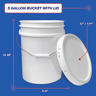 ePackageSupply, 5 Gallon Plastic Bucket with Airtight Lid I Food Grade Bucket | Red | BPA-Free I Heavy Duty 90 Mil All Purpose Pail Reusable I Made in USA | 6 Count