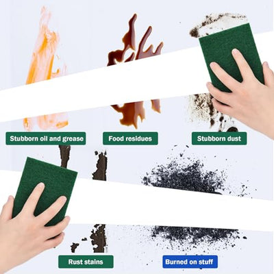 40 PCS Scouring Pad, Dish Scrubber Scouring Pads,4 x 6 inch Green Reusable Household Scrub Pads for Dishes, Kitchen Scrubbers & Metal Grills