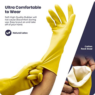 FMP Brands 3/6/12/60 Pairs Cleaning Gloves, Waterproof Rubber Gloves for Washing Dishes, Non-Slip Latex Dishwashing Gloves