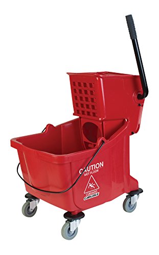 Carlisle FoodService Products Mop Bucket with Side-Press Wringer for Floor Cleaning, Restaurants, Offices, And Janitorial Use, Polyproylene, 26 Quarts, Yellow