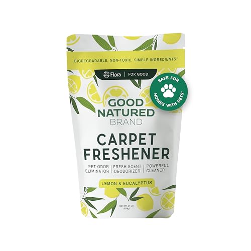 | Carpet Freshener & Deodorizer Powder | Pet Odor Eliminator for Strong Odor & Pet Urine | Fresh Natural Lemon & Eucalyptus Scent | Biodegradable, Safe for Homes with Pets - 70oz