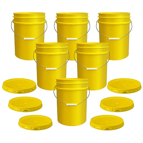 ePackageSupply, 5 Gallon Plastic Bucket with Airtight Lid I Food Grade Bucket | Red | BPA-Free I Heavy Duty 90 Mil All Purpose Pail Reusable I Made in USA | 6 Count