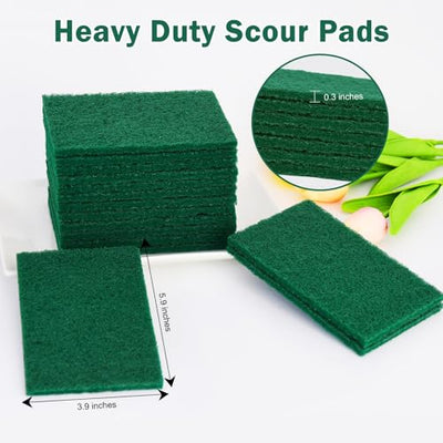40 PCS Scouring Pad, Dish Scrubber Scouring Pads,4 x 6 inch Green Reusable Household Scrub Pads for Dishes, Kitchen Scrubbers & Metal Grills