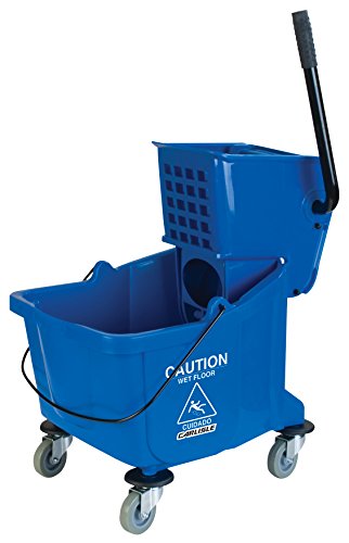 Carlisle FoodService Products Mop Bucket with Side-Press Wringer for Floor Cleaning, Restaurants, Offices, And Janitorial Use, Polyproylene, 26 Quarts, Yellow