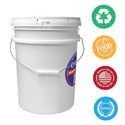 ePackageSupply, 5 Gallon Plastic Bucket with Airtight Lid I Food Grade Bucket | Red | BPA-Free I Heavy Duty 90 Mil All Purpose Pail Reusable I Made in USA | 6 Count