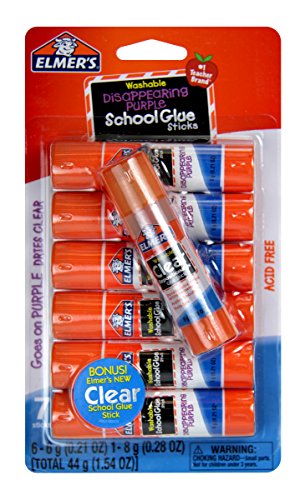 Elmer's Disappearing Purple School Glue Sticks, Washable, 6 Grams, 12 Count