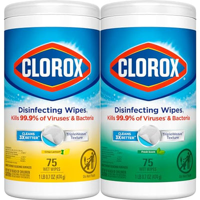 Clorox Disinfecting Wipes Value Pack, Household Essentials, 75 Count, Pack of 3 (Package May Vary)