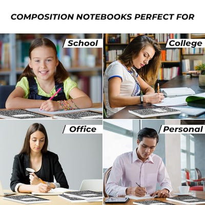 Composition Notebook Wide Ruled 5 Pack, 200 Pages (100 Sheets), 9-3/4 x 7-1/2, Back to School Supplies, Notebooks for School, Office Supplies, Notebooks for Work, The Notebook for Note Taking