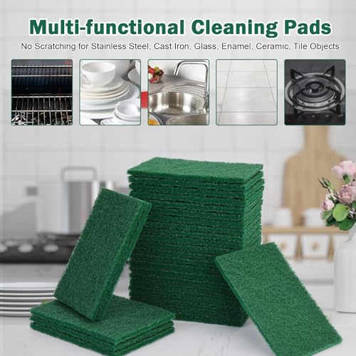 40 PCS Scouring Pad, Dish Scrubber Scouring Pads,4 x 6 inch Green Reusable Household Scrub Pads for Dishes, Kitchen Scrubbers & Metal Grills