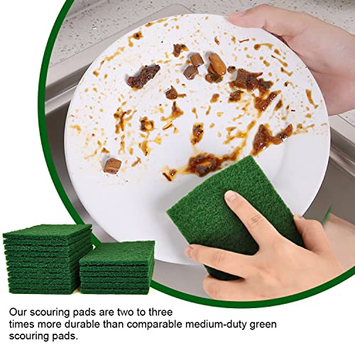 40 PCS Scouring Pad, Dish Scrubber Scouring Pads,4 x 6 inch Green Reusable Household Scrub Pads for Dishes, Kitchen Scrubbers & Metal Grills