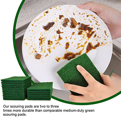 40 PCS Scouring Pad, Dish Scrubber Scouring Pads,4 x 6 inch Green Reusable Household Scrub Pads for Dishes, Kitchen Scrubbers & Metal Grills