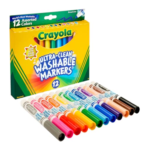 Crayola Broad Line Markers (12ct), Washable Markers for Kids, Classroom Supplies for Teachers, Kids Back to School Supplies, 3+