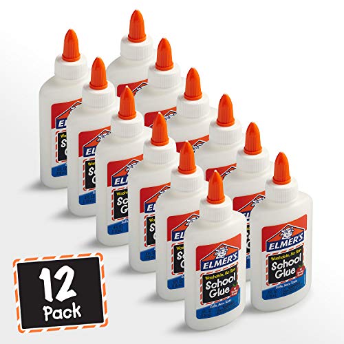 Elmers Liquid School Glue, Slime Glue & Craft Glue | Washable, 4 Ounces Each, Great for Making Slime, 12 Count