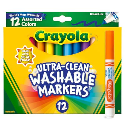 Crayola Broad Line Markers (12ct), Washable Markers for Kids, Classroom Supplies for Teachers, Kids Back to School Supplies, 3+