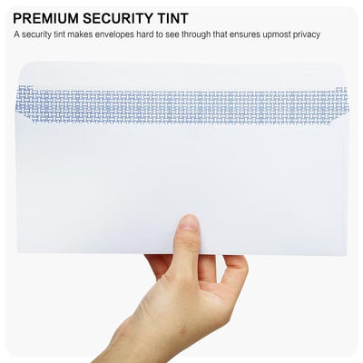 HERKKA #10 Security Self-Seal Envelopes, No.10 Windowless Bussiness Envelopes, Security Tinted with Printer Friendly Design - Size 4-1/8 x 9-1/2 Inch - White - 24 LB - 500 Pack