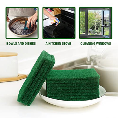 40 PCS Scouring Pad, Dish Scrubber Scouring Pads,4 x 6 inch Green Reusable Household Scrub Pads for Dishes, Kitchen Scrubbers & Metal Grills