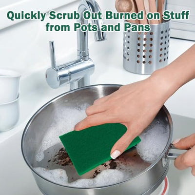 40 PCS Scouring Pad, Dish Scrubber Scouring Pads,4 x 6 inch Green Reusable Household Scrub Pads for Dishes, Kitchen Scrubbers & Metal Grills