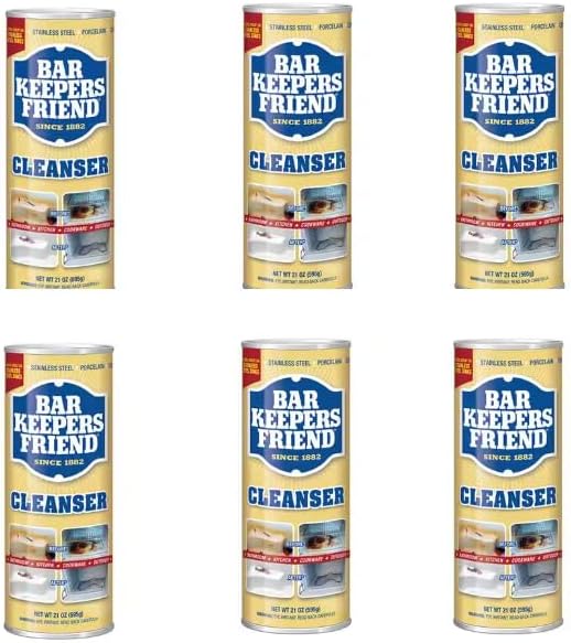 6 21oz Bar Keepers Powder Cleanser Multipurpose Cleaner, Stain & Rust Remover for Bathroom, Kitchen & Outdoor Use on Stainless Steel, Aluminum, Brass, Tile, Ceramic, Porcelain & More