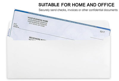 HERKKA #10 Security Self-Seal Envelopes, No.10 Windowless Bussiness Envelopes, Security Tinted with Printer Friendly Design - Size 4-1/8 x 9-1/2 Inch - White - 24 LB - 500 Pack