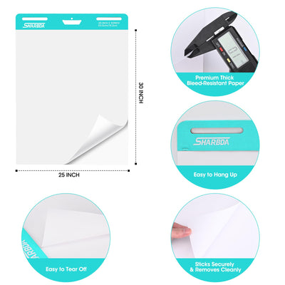 Lined Sticky Easel Pad, 25 in x 30 in,Flip Chart Paper,Sticky Chart Paper for Teachers, Large Self-Stick Easel Paper,Super Sticky & Bleed-Resistant,30 Sheets/Pad,2 Pads