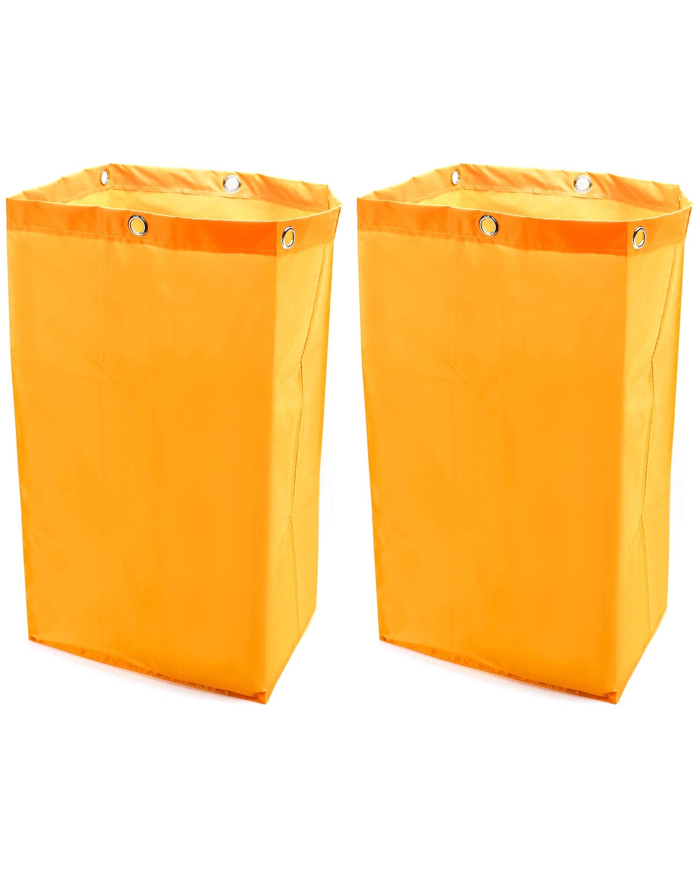 QWORK Janitorial Cart Bag, 24 Gallon Waterproof Large Capacity Padded Housekeeping Commercial Replacement Cleaning Cart Bag for Collecting Trash or Clothing (Yellow), 2 Pack