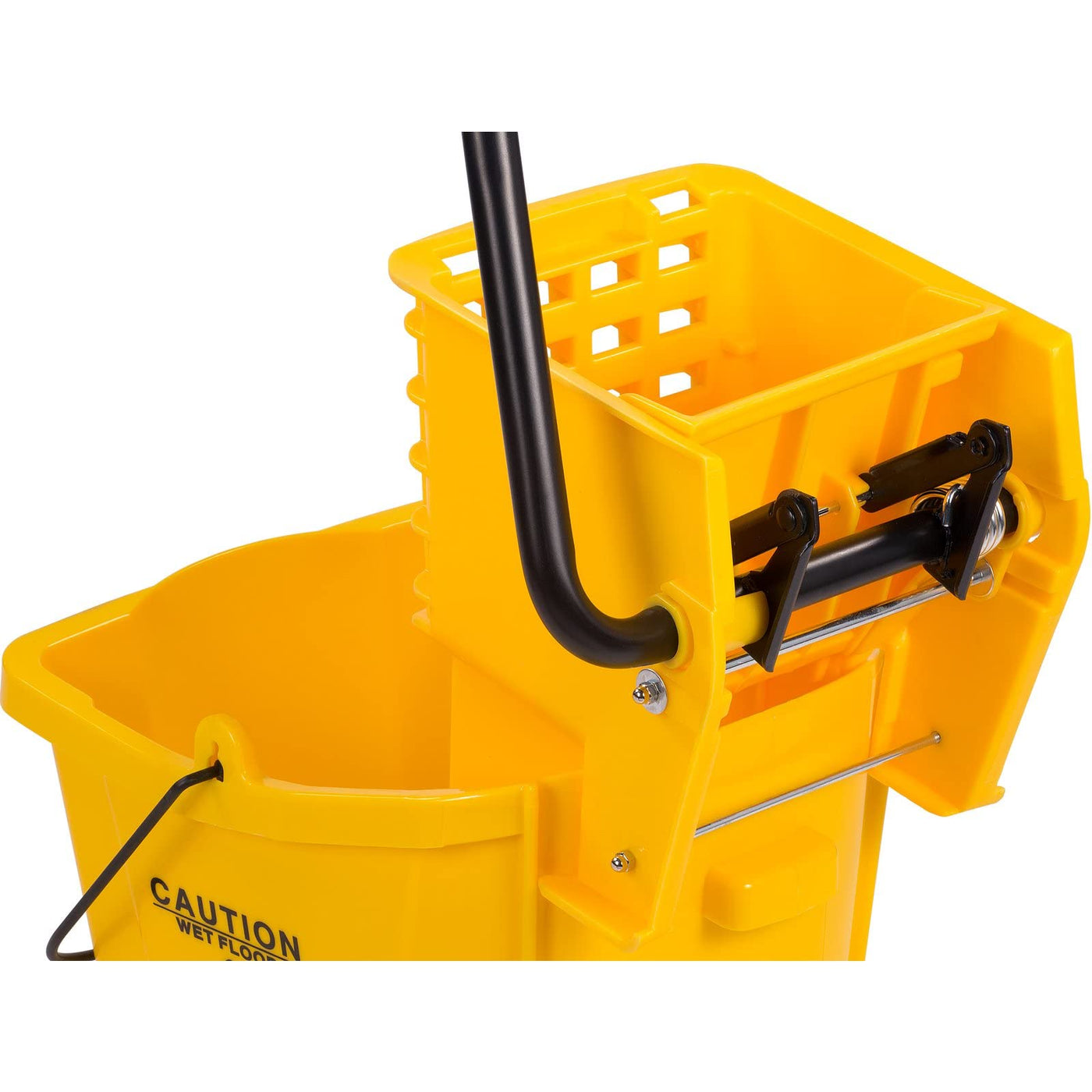 Carlisle FoodService Products Mop Bucket with Side-Press Wringer for Floor Cleaning, Restaurants, Offices, And Janitorial Use, Polyproylene, 26 Quarts, Yellow