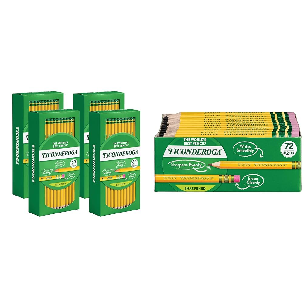 Ticonderoga Wood-Cased Pencils, Pre-Sharpened, #2 HB Soft, Yellow, 30 Count