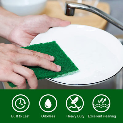 40 PCS Scouring Pad, Dish Scrubber Scouring Pads,4 x 6 inch Green Reusable Household Scrub Pads for Dishes, Kitchen Scrubbers & Metal Grills