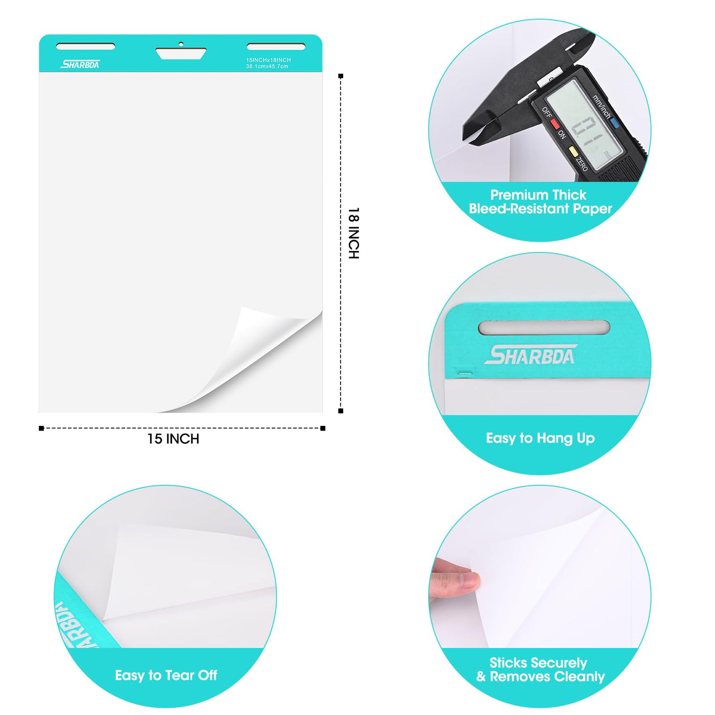 Lined Sticky Easel Pad, 25 in x 30 in,Flip Chart Paper,Sticky Chart Paper for Teachers, Large Self-Stick Easel Paper,Super Sticky & Bleed-Resistant,30 Sheets/Pad,2 Pads