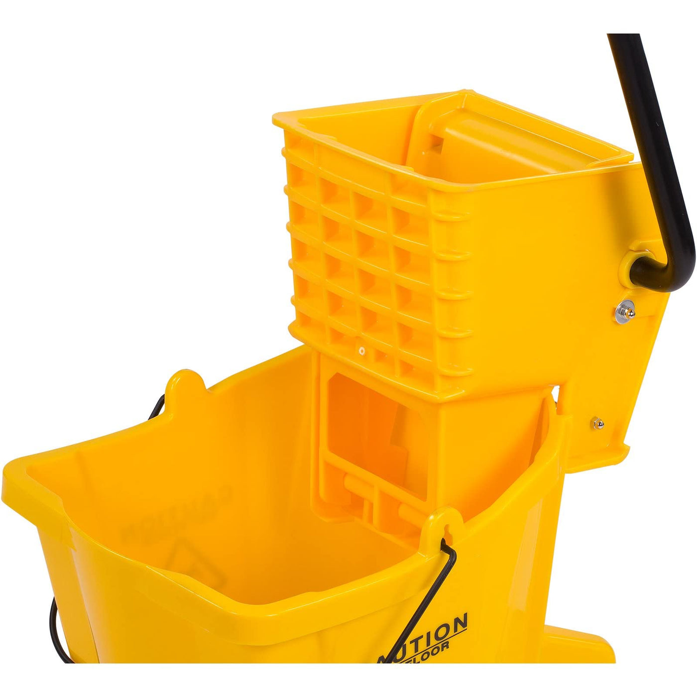 Carlisle FoodService Products Mop Bucket with Side-Press Wringer for Floor Cleaning, Restaurants, Offices, And Janitorial Use, Polyproylene, 26 Quarts, Yellow