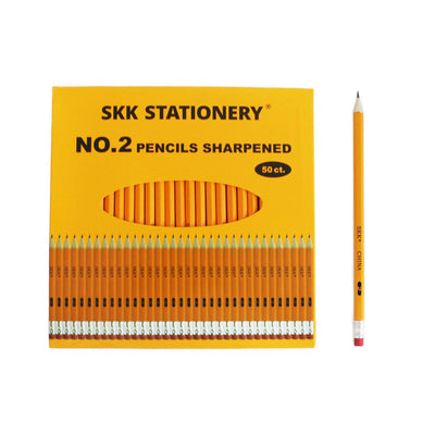 SKKSTATIONERY 200 Count Pre-sharpened #2 Pencils, 2 HB Lead Bulk Box Pencil, Pencils No. 2, Yellow Pencils with Erasers, number 2 pencils for classroom office Supplies, Writing, Drawing and Sketching