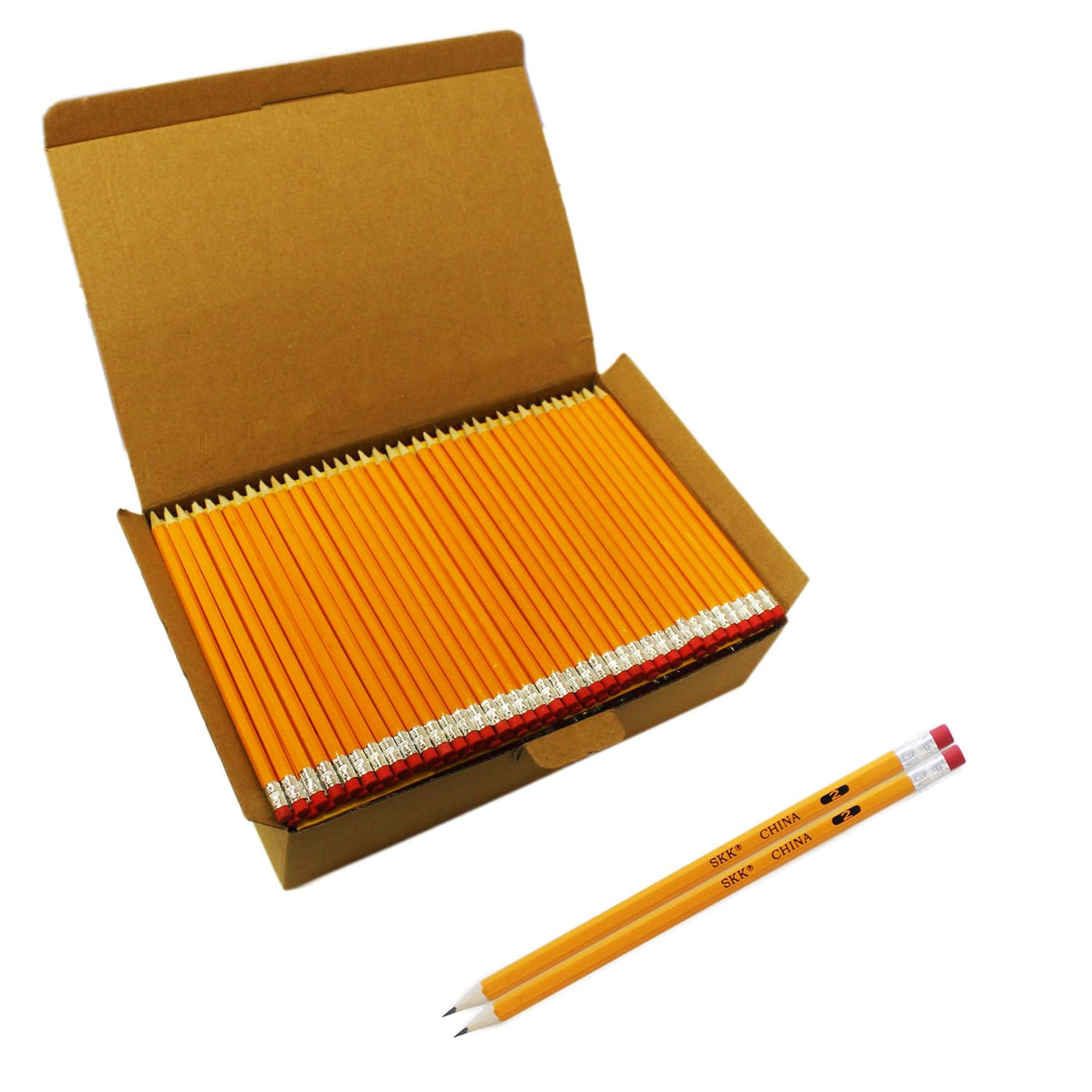 SKKSTATIONERY 200 Count Pre-sharpened #2 Pencils, 2 HB Lead Bulk Box Pencil, Pencils No. 2, Yellow Pencils with Erasers, number 2 pencils for classroom office Supplies, Writing, Drawing and Sketching