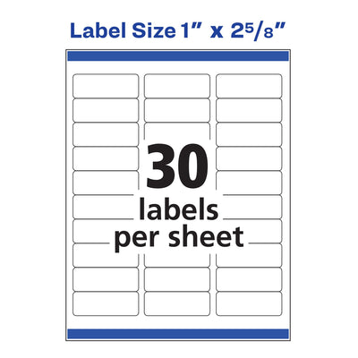 Avery Easy Peel Printable Address Labels with Sure Feed, 1" x 2-5/8", White, 3,000 Blank Mailing Labels (05160)