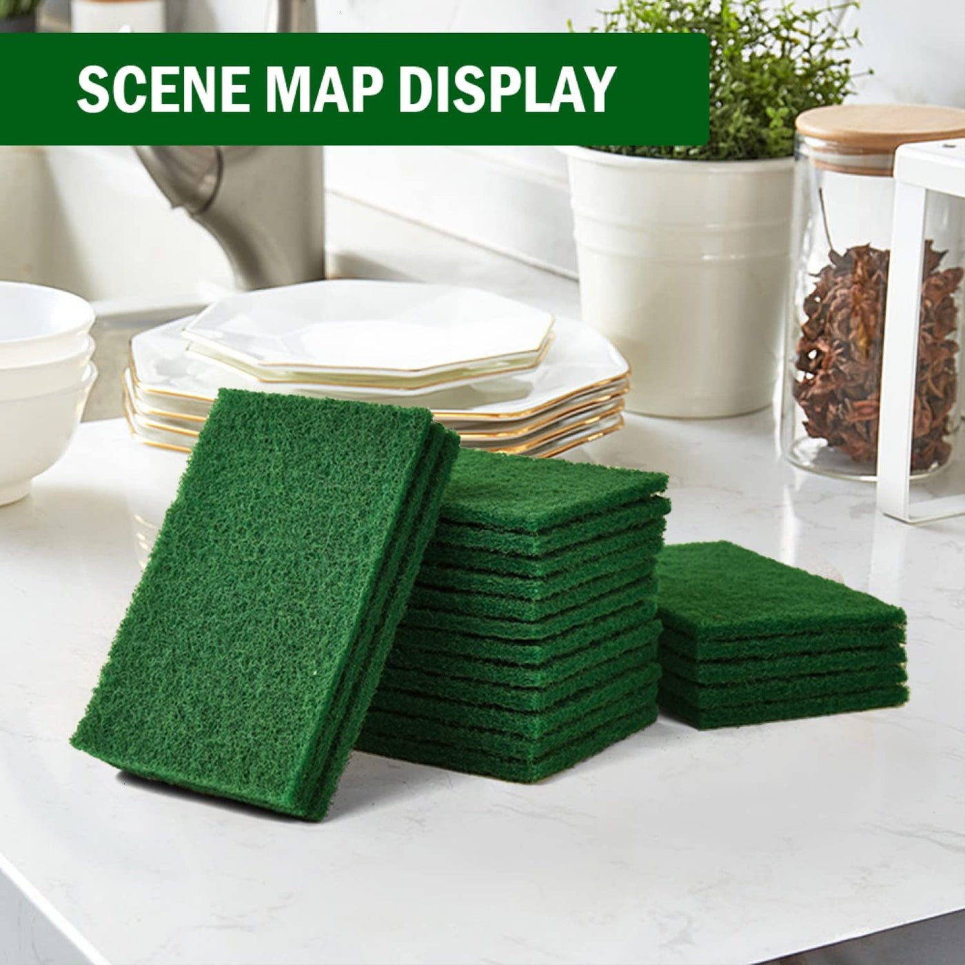 40 PCS Scouring Pad, Dish Scrubber Scouring Pads,4 x 6 inch Green Reusable Household Scrub Pads for Dishes, Kitchen Scrubbers & Metal Grills