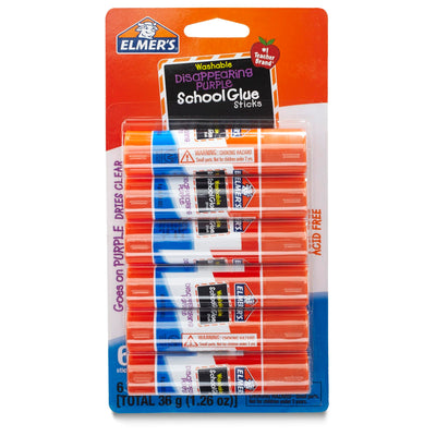 Elmer's Disappearing Purple School Glue Sticks, Washable, 6 Grams, 12 Count