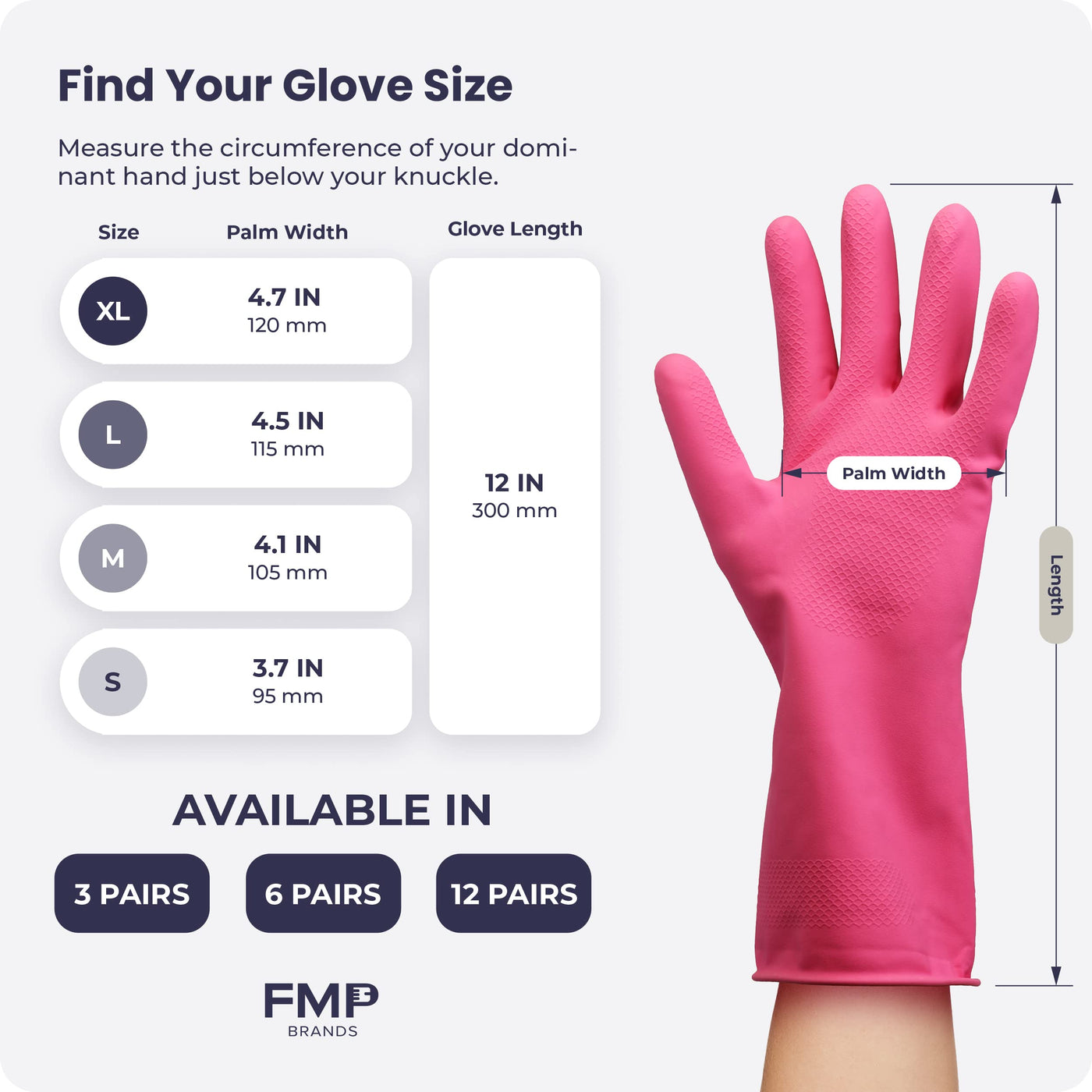 FMP Brands 3/6/12/60 Pairs Cleaning Gloves, Waterproof Rubber Gloves for Washing Dishes, Non-Slip Latex Dishwashing Gloves