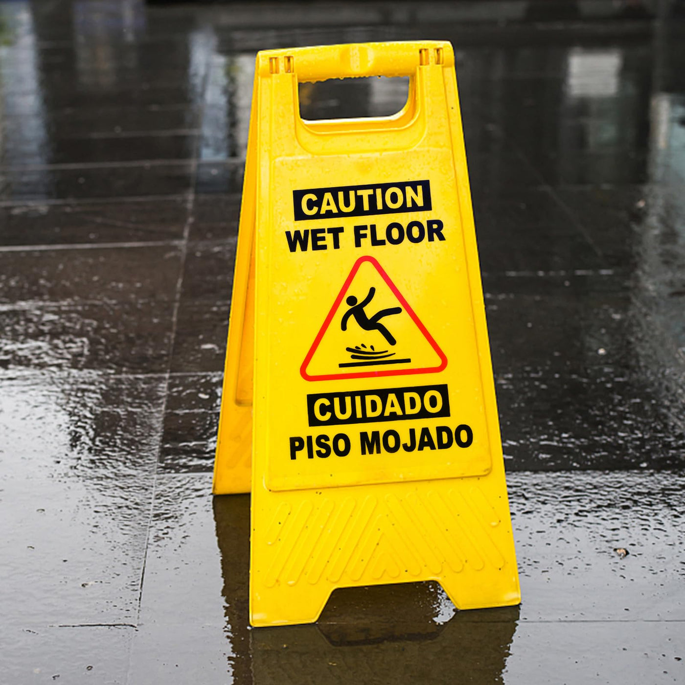 XPCARE Caution Wet Floor Sign,Bilingual Warning Signs (Yellow, 6pcs)