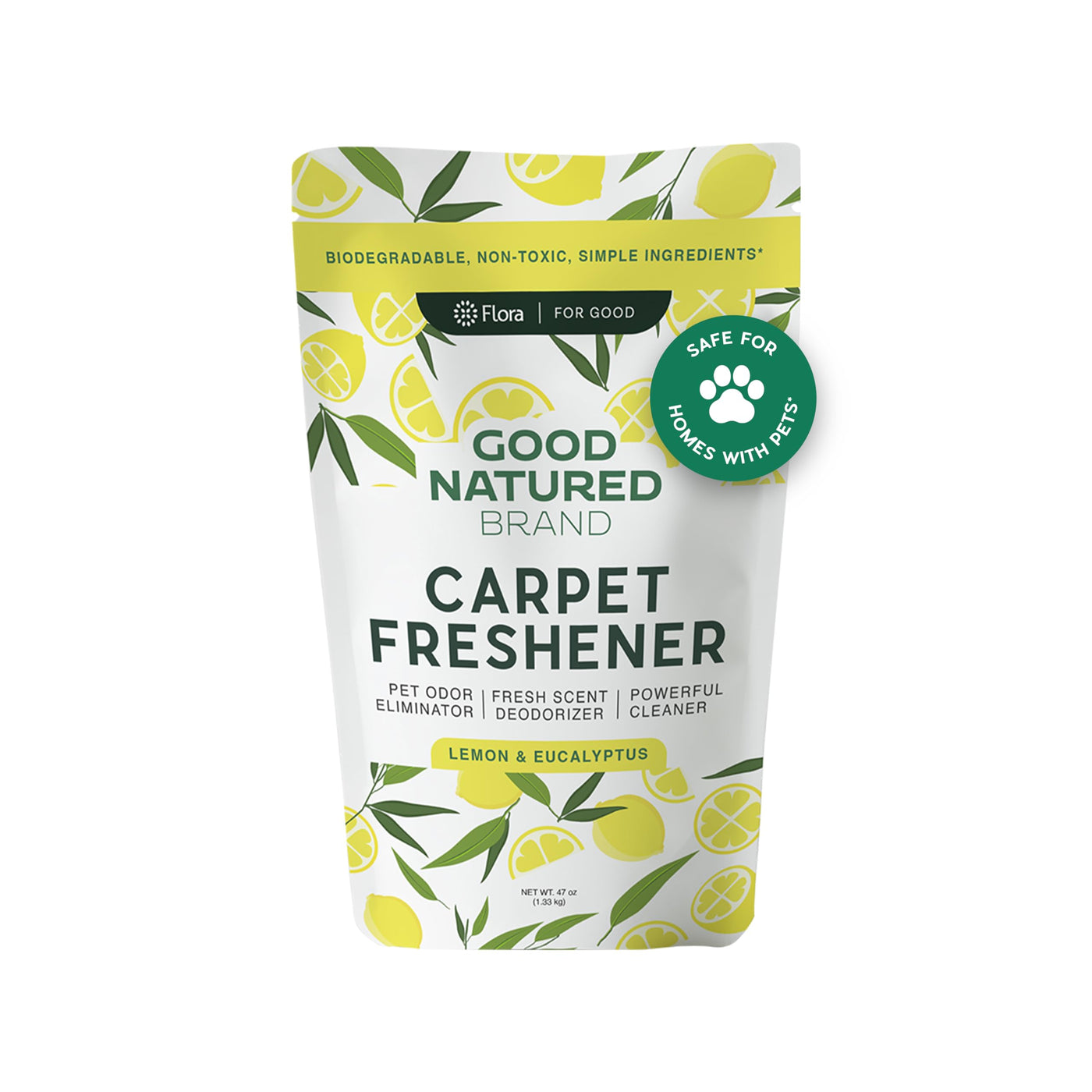 | Carpet Freshener & Deodorizer Powder | Pet Odor Eliminator for Strong Odor & Pet Urine | Fresh Natural Lemon & Eucalyptus Scent | Biodegradable, Safe for Homes with Pets - 70oz