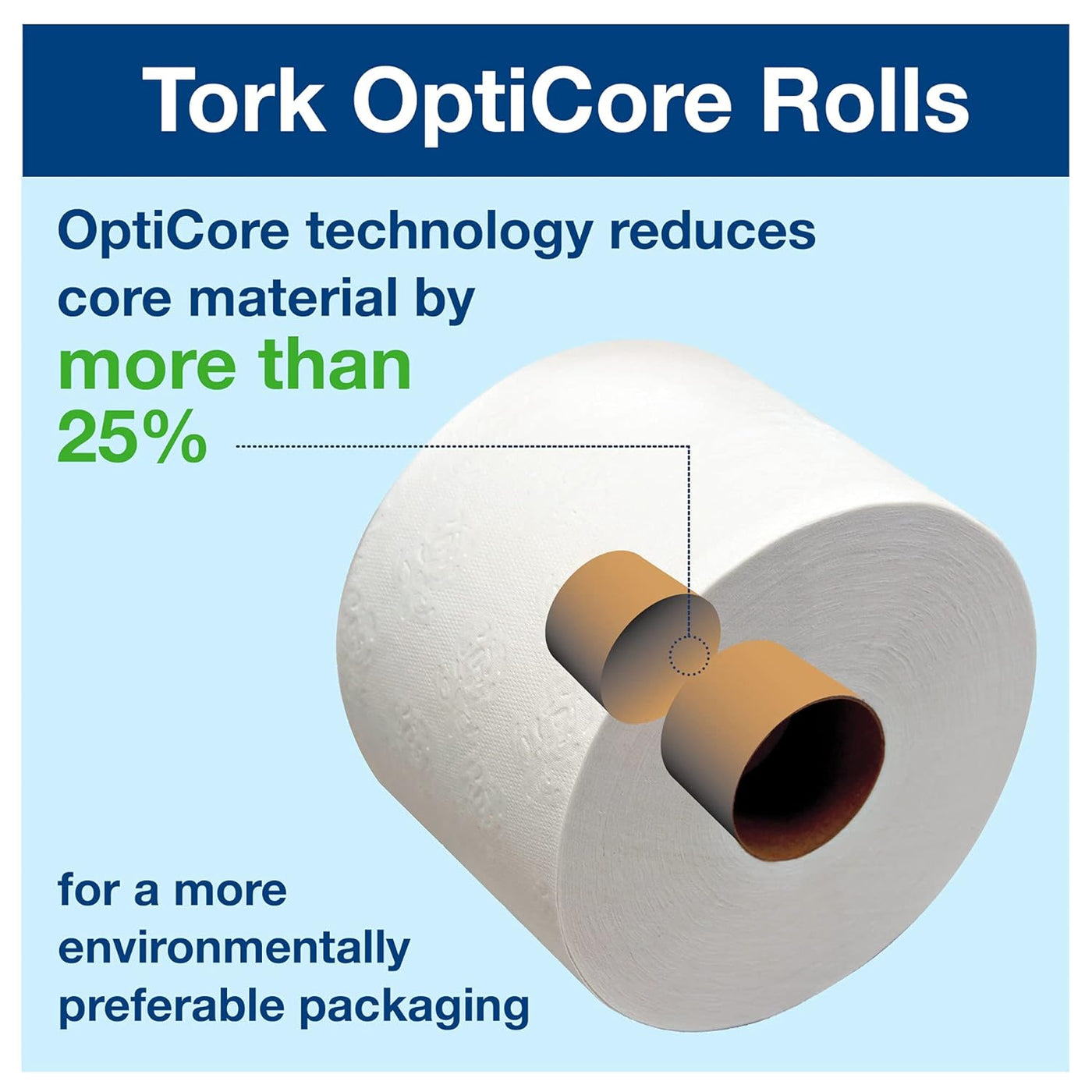 Tork OptiCore Mid-size Toilet Paper Roll White T11, Advanced, 2-ply, 36 x 865 sheets, 162090