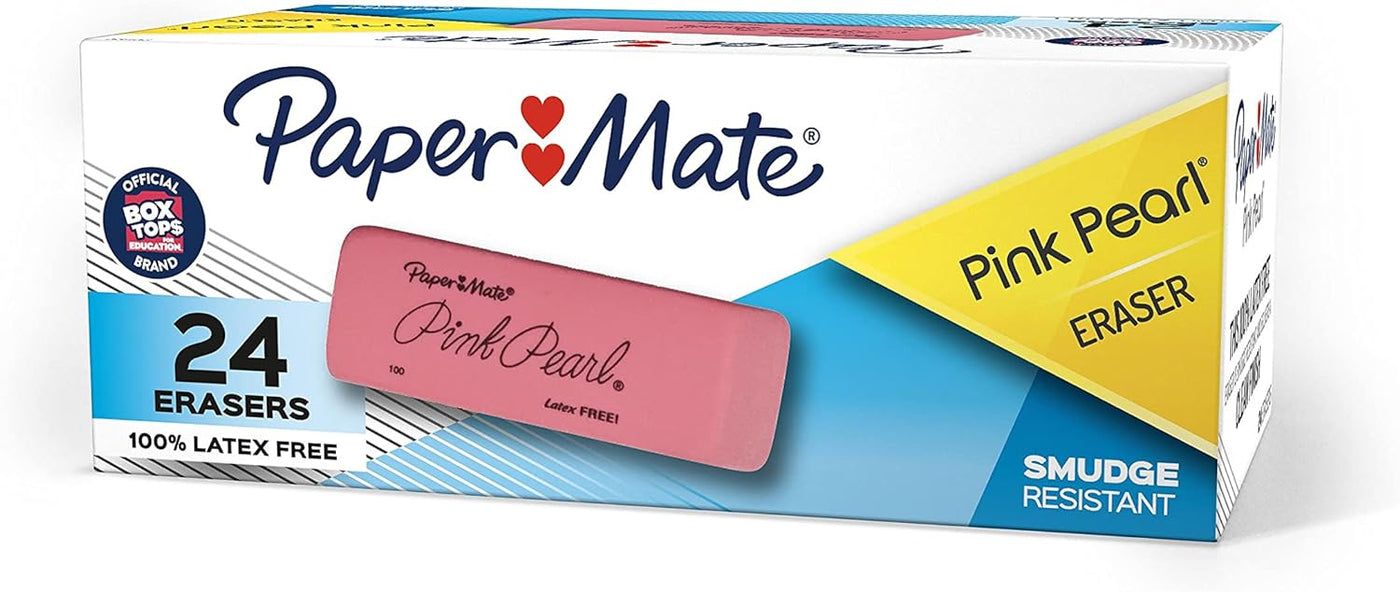 Paper Mate Pink Pearl Erasers, Medium, 24 Count