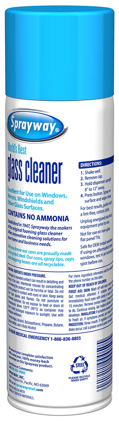 Sprayway Glass Cleaner with Foaming Spray for a Streak-Free Shine for Home and Automotive Use, 19 oz., Pack of 12