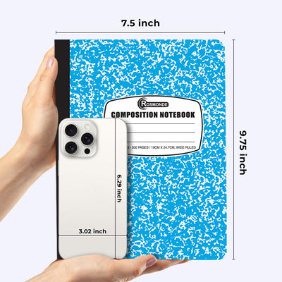 Composition Notebook Wide Ruled 5 Pack, 200 Pages (100 Sheets), 9-3/4 x 7-1/2, Back to School Supplies, Notebooks for School, Office Supplies, Notebooks for Work, The Notebook for Note Taking