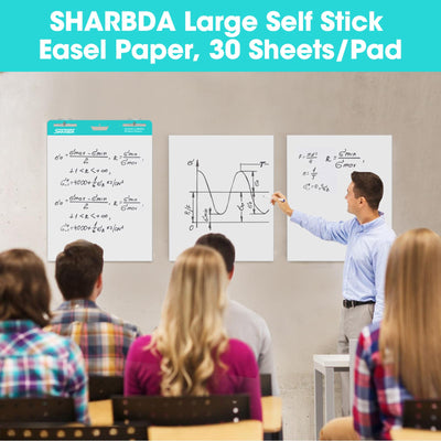 Lined Sticky Easel Pad, 25 in x 30 in,Flip Chart Paper,Sticky Chart Paper for Teachers, Large Self-Stick Easel Paper,Super Sticky & Bleed-Resistant,30 Sheets/Pad,2 Pads