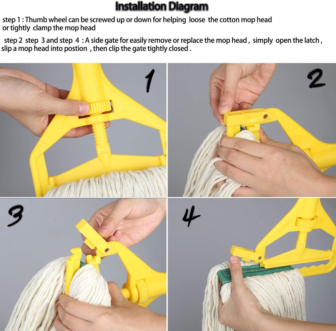 OFO Loop-End Cotton String Mop Head，Heavy Duty String Mop Refills, Mop Head Replacement for Home/Industrial/Commercial Cleaning, 3-Packs