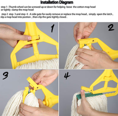 OFO Loop-End Cotton String Mop Head，Heavy Duty String Mop Refills, Mop Head Replacement for Home/Industrial/Commercial Cleaning, 3-Packs