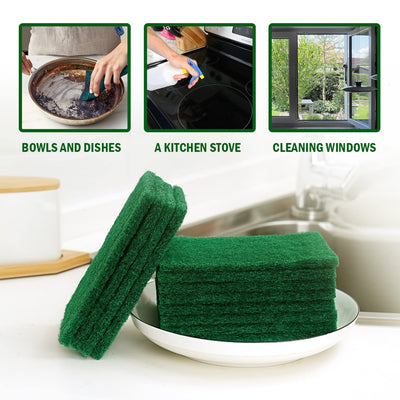 40 PCS Scouring Pad, Dish Scrubber Scouring Pads,4 x 6 inch Green Reusable Household Scrub Pads for Dishes, Kitchen Scrubbers & Metal Grills