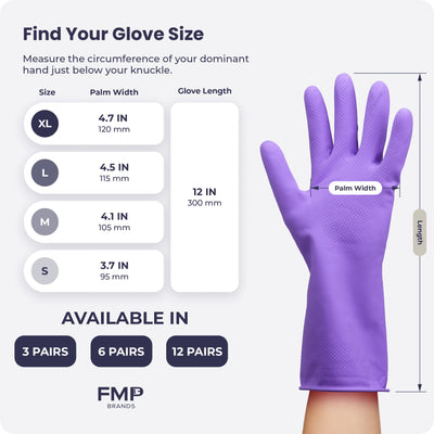 FMP Brands 3/6/12/60 Pairs Cleaning Gloves, Waterproof Rubber Gloves for Washing Dishes, Non-Slip Latex Dishwashing Gloves