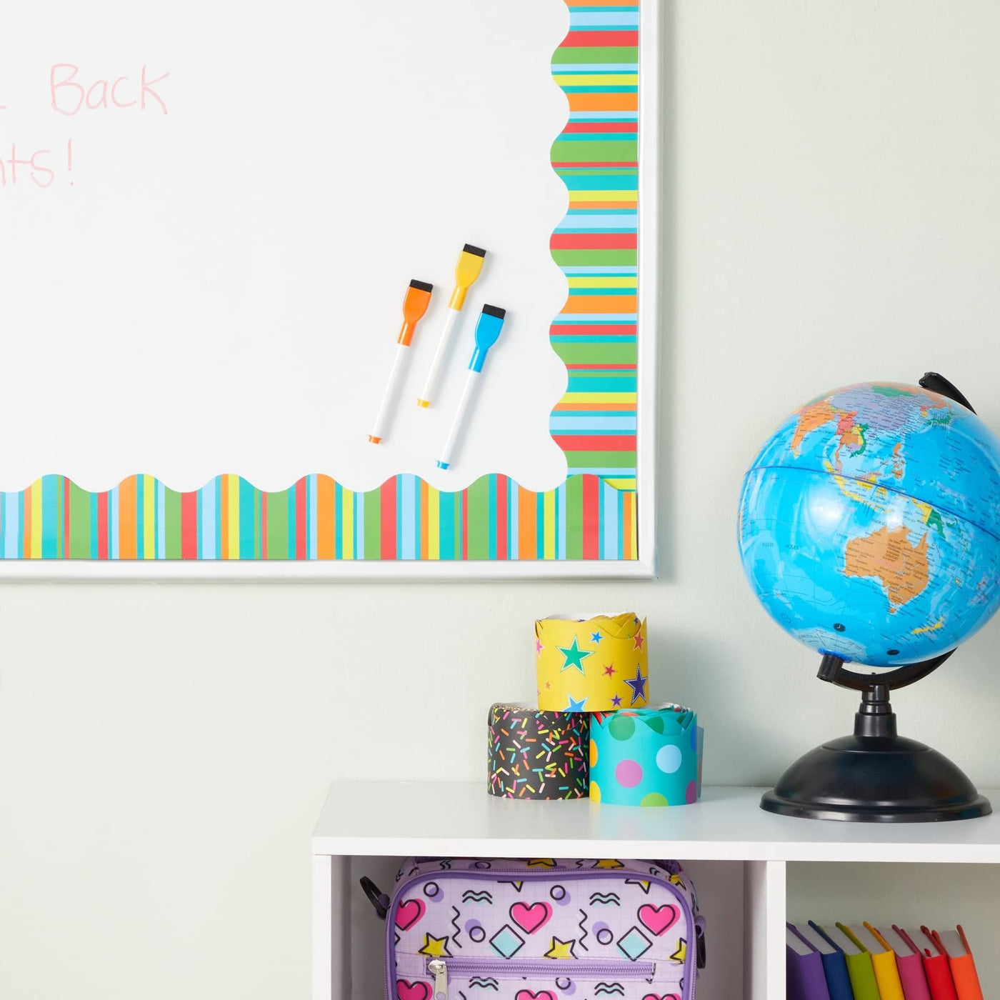 Juvale 234 Feet of Scalloped Bulletin Board Borders in 6 Rolls - Trim for Classroom Whiteboard, Chalkboard, School Decor, 6 Assorted Cute Designs for Teacher Supplies (78 Pieces)